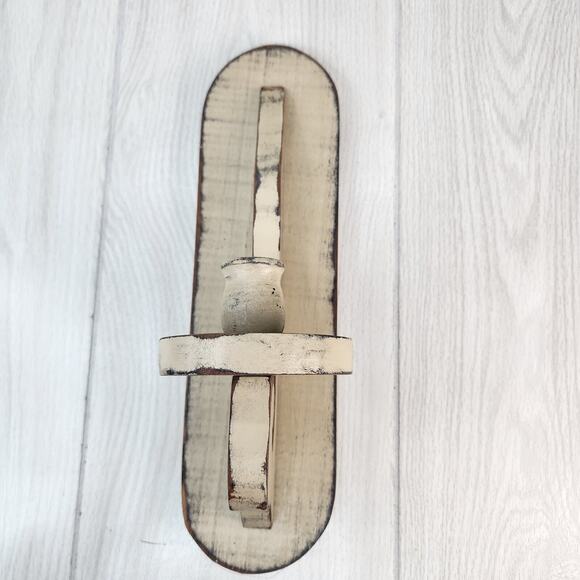 Homemade 15" Privative Wall Sconce Wood Taper Candle Gray Distressed Farmhouse - Picture 2 of 8